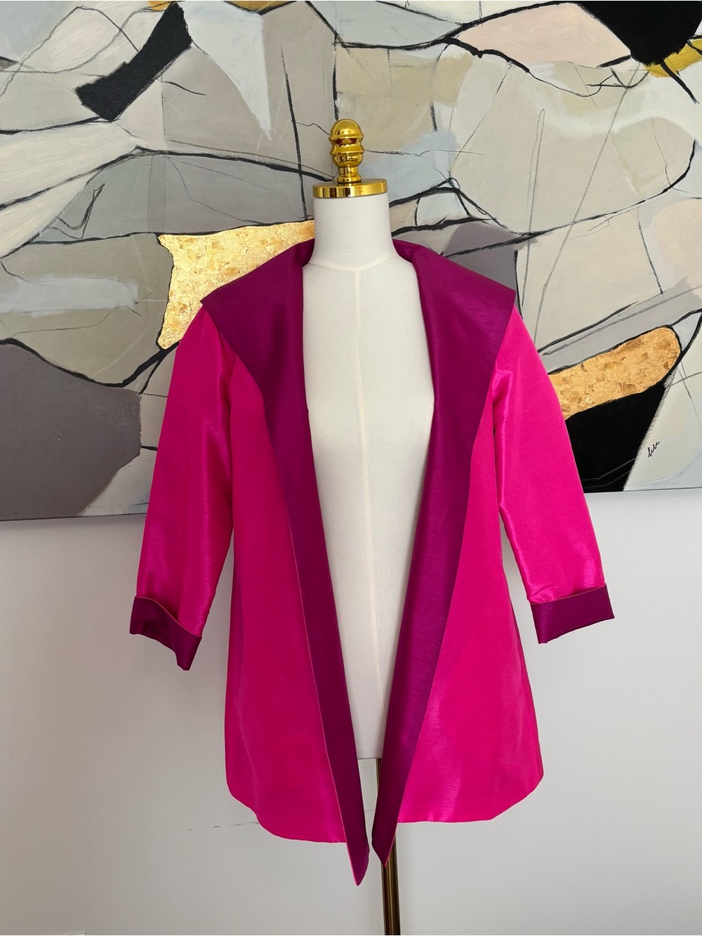 Women's Fuchsia Open-Front Blazer Jacket